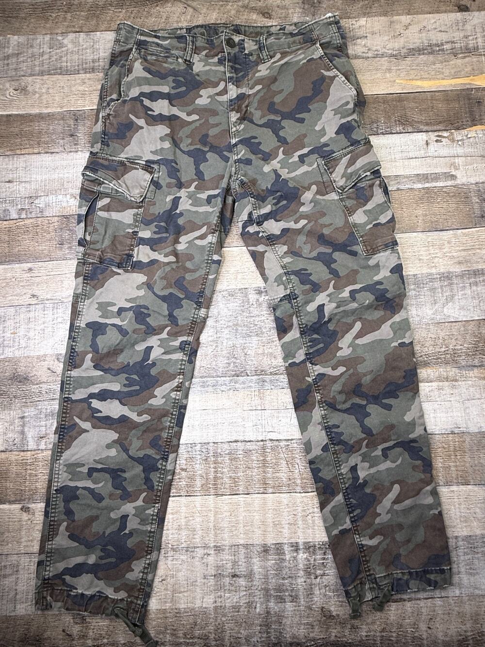 American Eagle Cargo Pants Men 34x30* Green Camo Slim Fit Streetwear Military